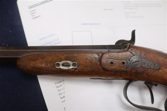 A German steel and walnut percussion pistol, inscribed V.CHR. SCHILLING IN SUHL